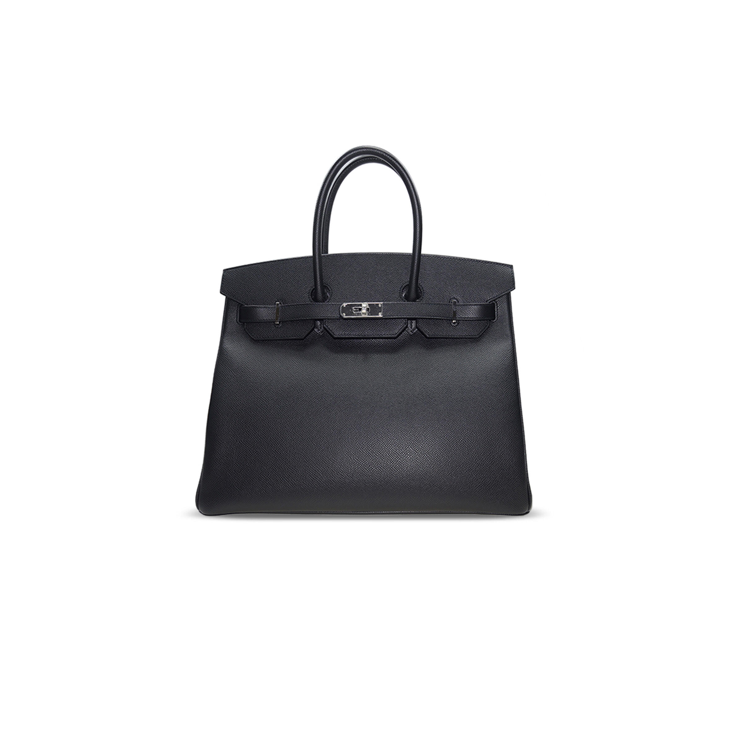 H**me5 master birkin 35 epsom leather black bag silver buckle bag bk303stgss (35*28*18cm)